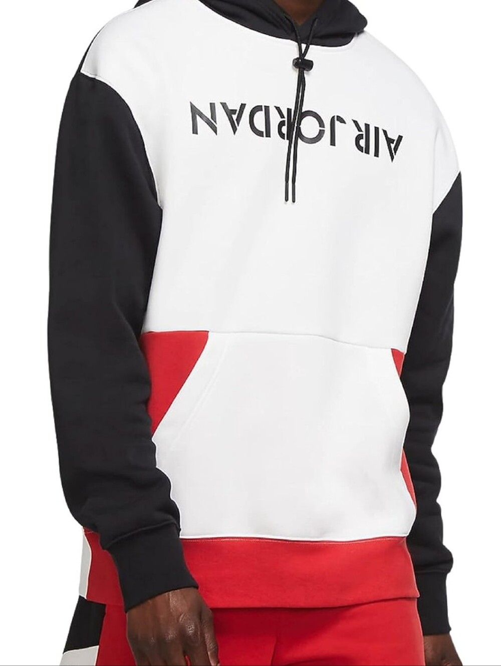 Jordan Men's Retro 4 GFX Fleece Hoodie Pullover, White/Black/Red, Medium